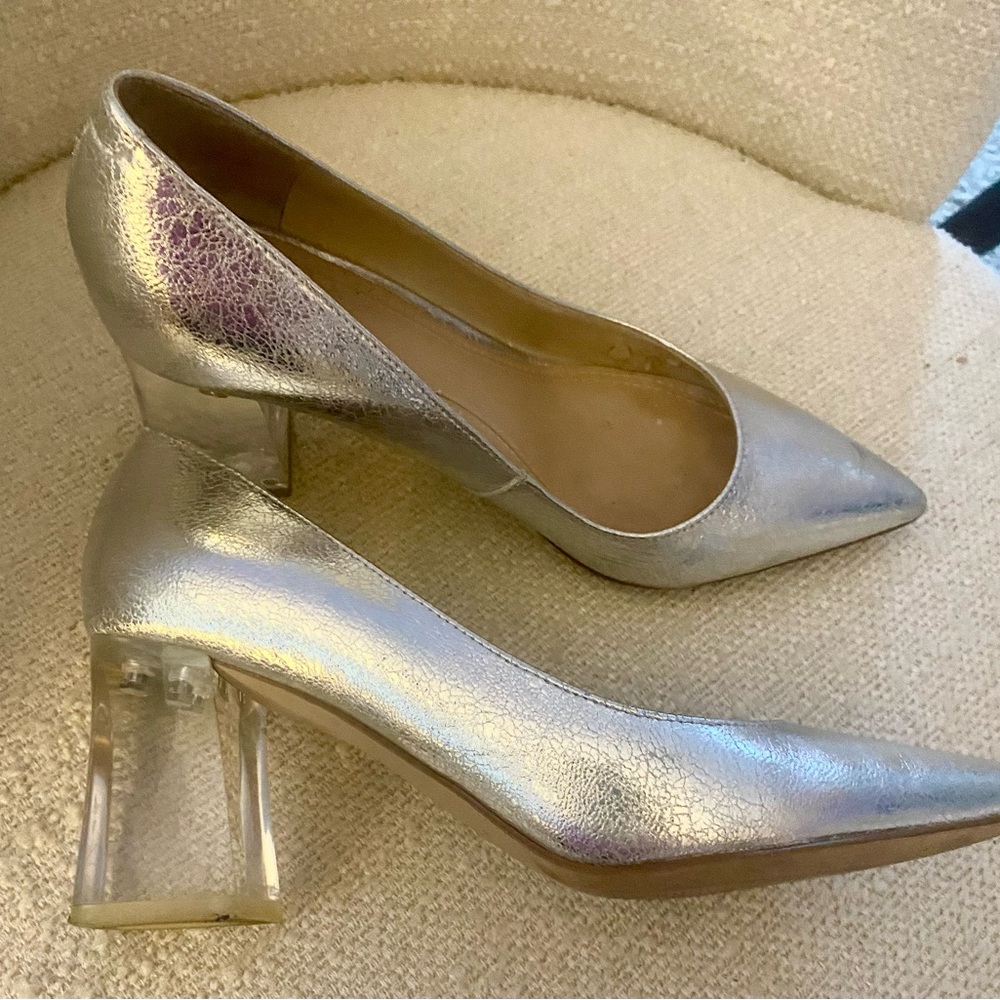 MARK FISHER SILVER Shoes, Clear block chunky Heels. Sz. 7